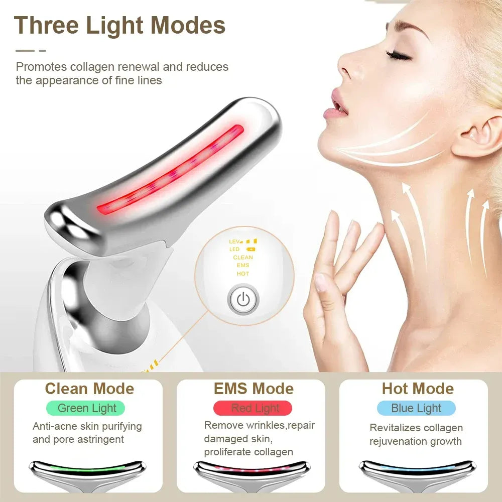 Latest Model with 3 LED modes LED Facial Massager + (Free Mobile Stick Cover) | Face & Neck Lifting & Skin Tightening Tool