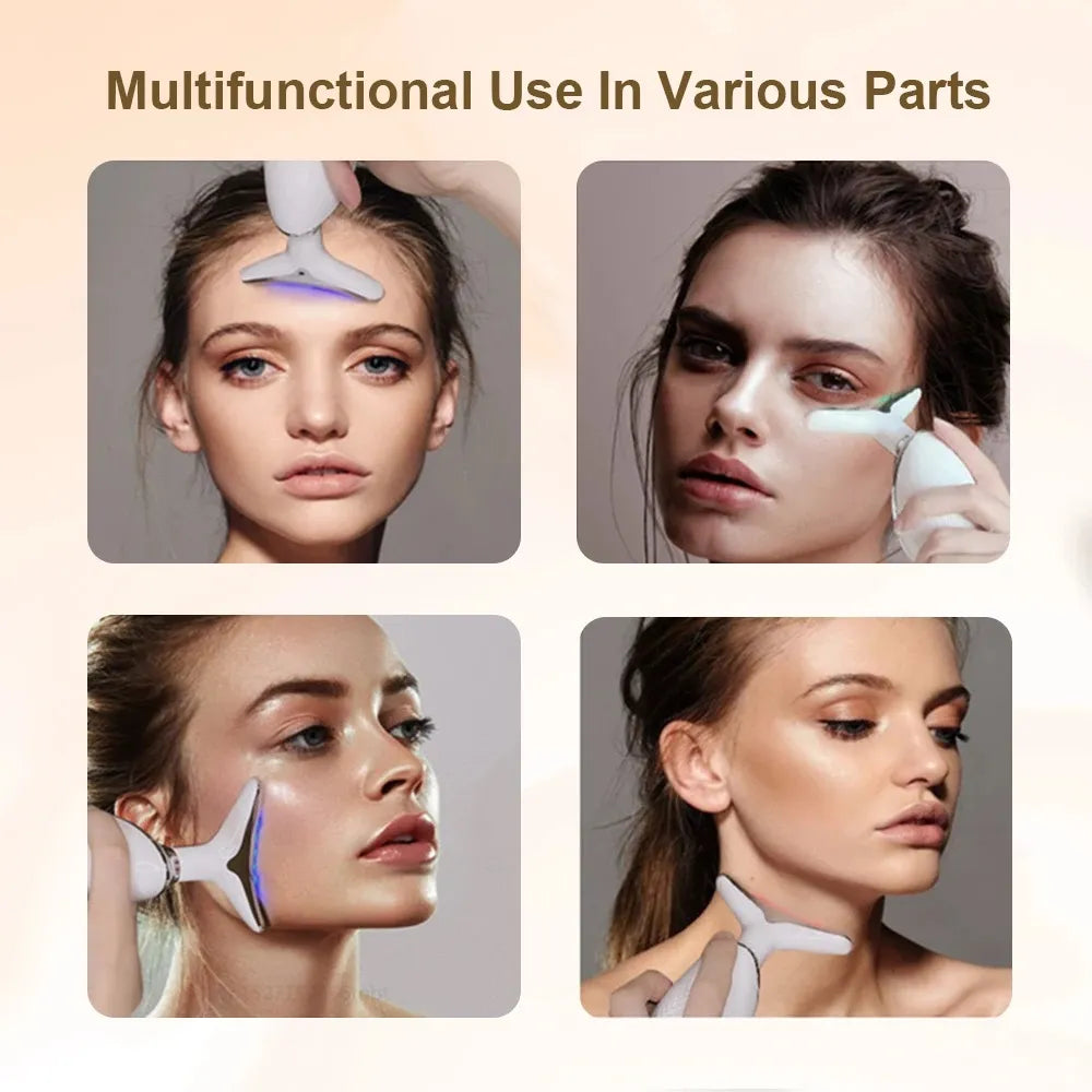 Latest Model with 3 LED modes LED Facial Massager + (Free Mobile Stick Cover) | Face & Neck Lifting & Skin Tightening Tool