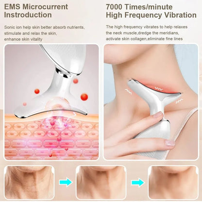 Latest Model with 3 LED modes LED Facial Massager + (Free Mobile Stick Cover) | Face & Neck Lifting & Skin Tightening Tool