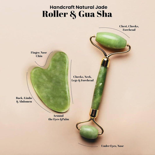 Gua Sha & Facial Roller Set | Sculpt, Lift & Glow Skin Naturally
