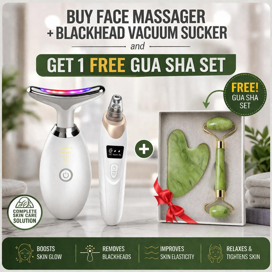 Bundle offer Anti aging face massager & blackhead vacuum sucker + FREE Gua sha set